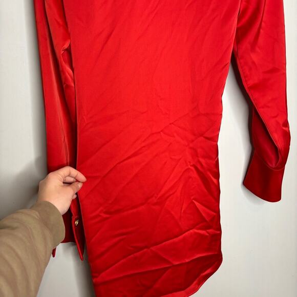 adL X Raisa Vanessa Red Satin Tie Waist Satin Mini Dress - Picture 10 of 12
